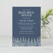 Invitation Blue Winter Forest Rustic Rehearsal Dinner (Debout devant)