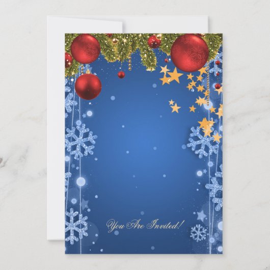 Invitation Blue Winter Glam Noël Fête (Dos)