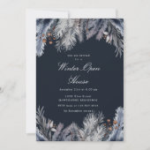 Invitation Blue Winter Greenery Winter Open House (Devant)