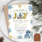 Invitation Blue Winter Neige Globe Bundle of Joy Baby shower