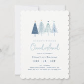 Invitation Blue Winter Onderland Garçon 1er anniversaire (Devant)