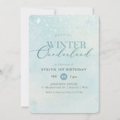 Invitation Blue Winter Onederland Snowflake First Birthday (Devant)