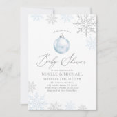 Invitation Blue Winter Snowflake Baby shower de garçon (Devant)