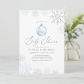 Invitation Blue Winter Snowflake Baby shower de garçon (Debout devant)