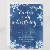 Invitation Blue Winter Snowflake fête d'anniversaire Invitati (Devant)