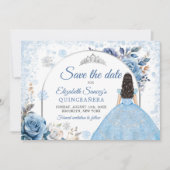 Invitation Blue Winter Snowflake Mis Quince Enregistrer La Da (Devant)