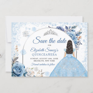 Invitation Blue Winter Snowflake Mis Quince Enregistrer La Da