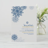 Invitation Blue Winter Snowflakes Hanoukka Celebration Party (Debout devant)