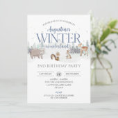 Invitation Blue Winter Wonderland Anniversaire, garçon 2e ann (Debout devant)
