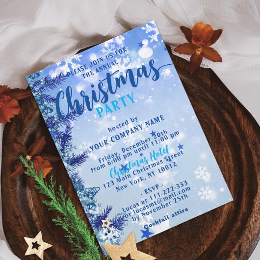 Invitation Blue Winter Wonderland Corporate Christmas Party