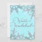 Invitation Blue Winter Wonderland Élégant Mariage de flocons  (Dos)