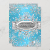 Invitation Blue Winter Wonderland Noël Fête (Devant / Derrière)