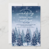 Invitation Blue Winter Wonderland Pine Noël Mariage (Devant)