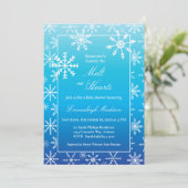 Invitation Blue Winter Wonderland Snowflake Baby shower (Debout devant)