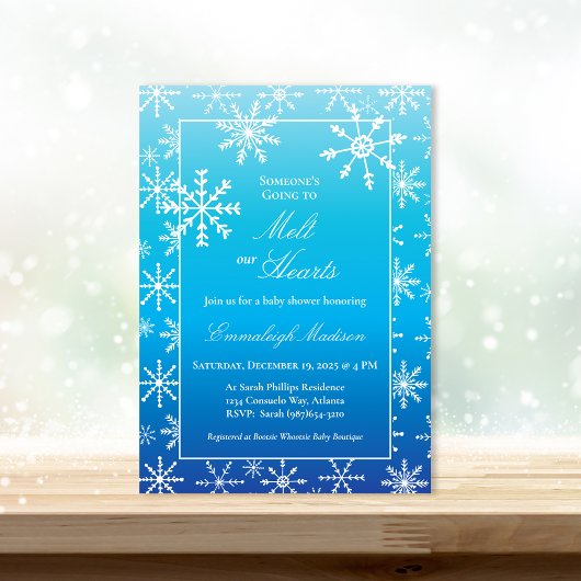 Invitation Blue Winter Wonderland Snowflake Baby shower