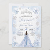 Invitation Blue Winter Wonderland Snowflake Quinceanera (Devant)