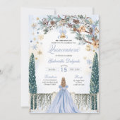 Invitation Blue Winter Wonderland Snowflake Quinceanera (Devant)