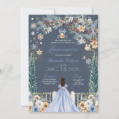 Invitation Blue Winter Wonderland Snowflake Quinceanera (Devant)