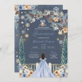 Invitation Blue Winter Wonderland Snowflake Quinceanera (Devant / Derrière)