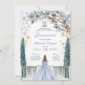 Invitation Blue Winter Wonderland Snowflake Quinceanera (Devant)