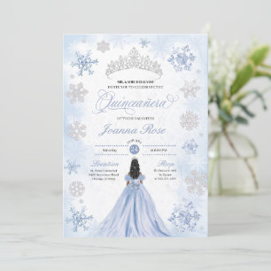 Invitation Blue Winter Wonderland Snowflake Quinceanera