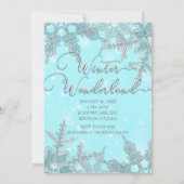 Invitation Blue Winter Wonderland Snowflakes Fête des mariées (Dos)