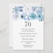 Invitation Blue Wonderland Grey Flower 70e anniversaire Invit (Devant)