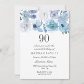 Invitation Blue Wonderland Grey Flower 90e anniversaire Invit (Devant)