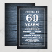 Invitation Blue Wood Surprise 60e anniversaire (Devant / Derrière)