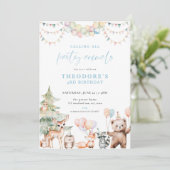 Invitation Blue Woodland Party Animaux Anniversaire Invitatio (Debout devant)