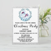 Invitation Blue Wreath Company Fête de Noël Silver (Debout devant)