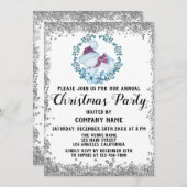 Invitation Blue Wreath Company Fête de Noël Silver (Devant / Derrière)