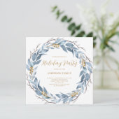 Invitation Blue Wreath Russe Noël Fête de Noël (Debout devant)