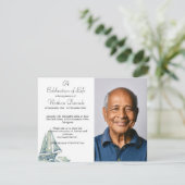 Invitation Blue Yacht Photo Celebration of Life Card (Debout devant)