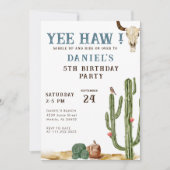 Invitation Blue Yee Haw Western Rodeo Cowboy Anniversaire (Devant)