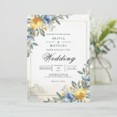 Invitation Blue Yellow Botanical Arch Wedding (Debout devant)