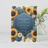 Invitation Blue Yellow Floral Autumn Wedding (Debout devant)