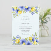Invitation Blue Yellow Floral Spring Wedding (Debout devant)