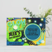 Invitation Blue Yellow Glow Golf Fête d'anniversaire (Debout devant)
