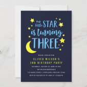 Invitation Blue Yellow Moon and Stars 3e anniversaire Invitat (Devant)