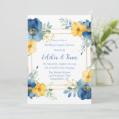Invitation Blue Yellow Peony Mariage Couples Douche (Debout devant)