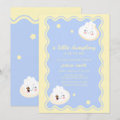 Invitation Blue Yellow Star Chinese Dumpling Baby Shower  (Devant / Derrière)