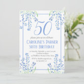 Invitation Bluebells 50e anniversaire Bleu Floral Botanique (Debout devant)