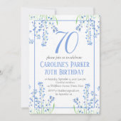 Invitation Bluebells 70e anniversaire Bleu Floral Botanique (Devant)