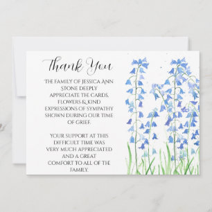 Invitation Bluebells Blue Floral Funeral Merci de la mort