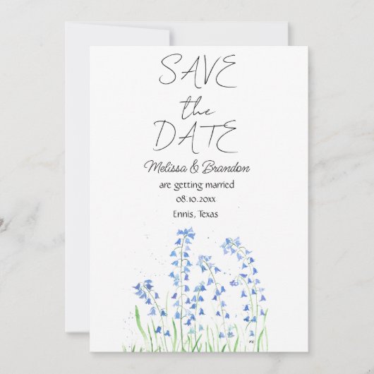 Invitation Bluebells Blue Floral Russe Mariage (Devant)
