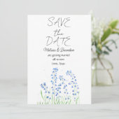 Invitation Bluebells Blue Floral Russe Mariage (Debout devant)