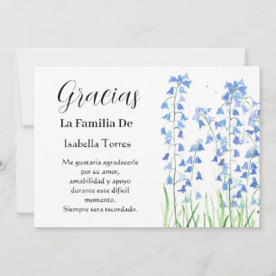 Invitation Bluebells Espagne Floral funérailles Merci de la m