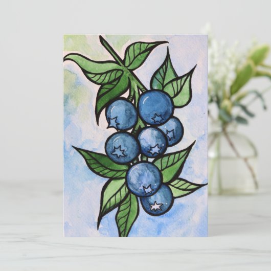 Invitation Blueberges d'aquarelle (Debout devant)