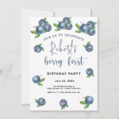 Invitation Blueberries 1er anniversaire | Berry First (Devant)